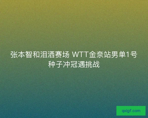 张本智和泪洒赛场 WTT金奈站男单1号种子冲冠遇挑战 张本智和泪洒赛场 WTT金奈站男单1号种子冲冠遇挑战